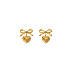 Aretes de Lazo y Corazón - Oro o Plata Aretes de Lazo y Corazón - Oro o Plata