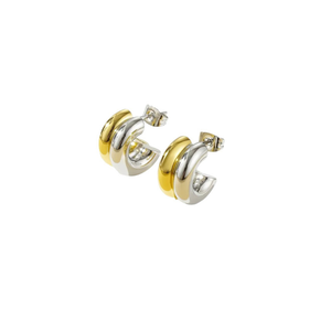 Aretes en C - Oro y Plata Aretes en C - Oro y Plata