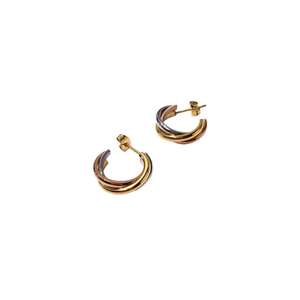 Aretes Tricolor Oro, Plata, Rosa Aretes Tricolor Oro, Plata, Rosa