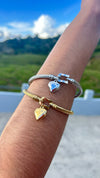 Brazalete con Colgante de Corazón- Oro & Plata