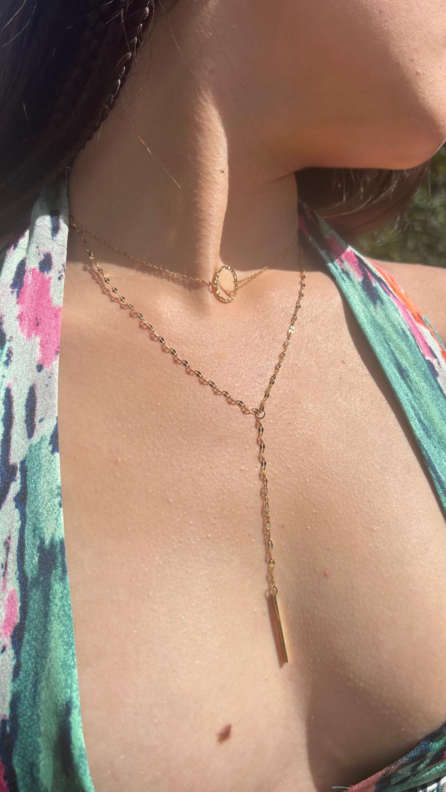 Collar - 2 capa - Oro - Plata - Esfera