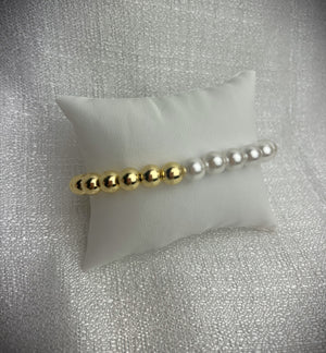 Pulsera Clásica de Perlas y Esferas - Doradas o Plata - Ajustable Pulsera Clásica de Perlas y Esferas - Doradas o Plata - Ajustable