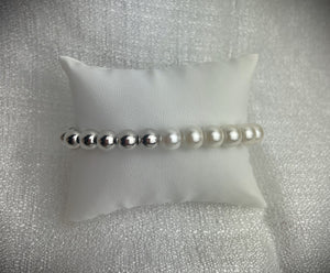 Pulsera Clásica de Perlas y Esferas - Doradas o Plata - Ajustable Pulsera Clásica de Perlas y Esferas - Doradas o Plata - Ajustable