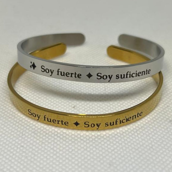 Soy fuerte, Soy suficiente - Pulsera Grabadas en láser