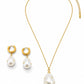 Aretes y collar gotitas con perlas