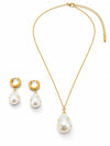 Aretes y collar gotitas con perlas