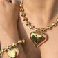 Conjunto de Collar y Brazalete con Corazón - Oro